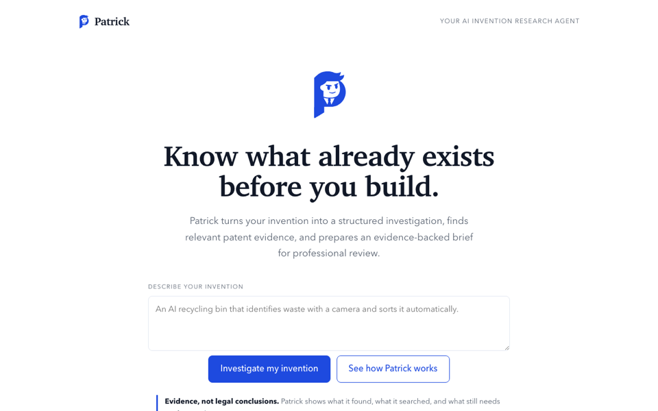 Patrick patent research brief